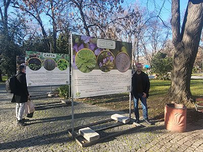 Exhibition billboards in the Tsar Simeon City Garden in Plovdiv